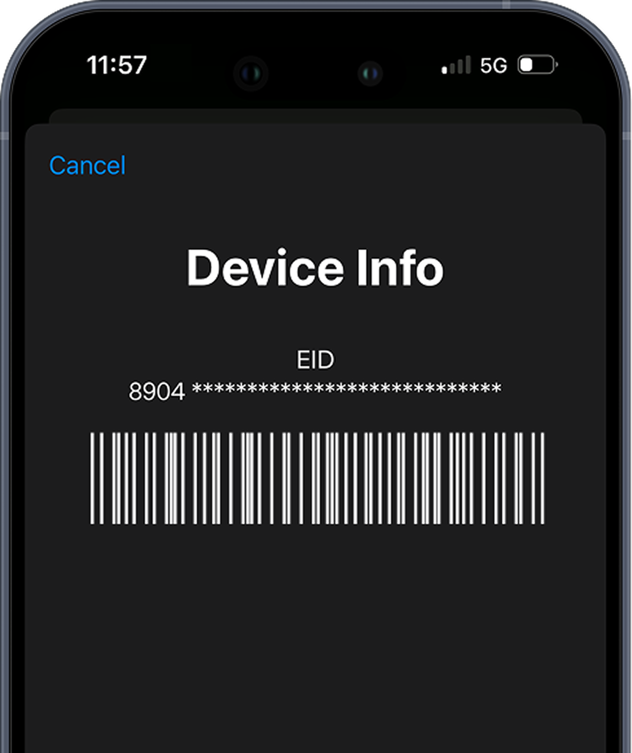 EID Number presence confirms eSIM support