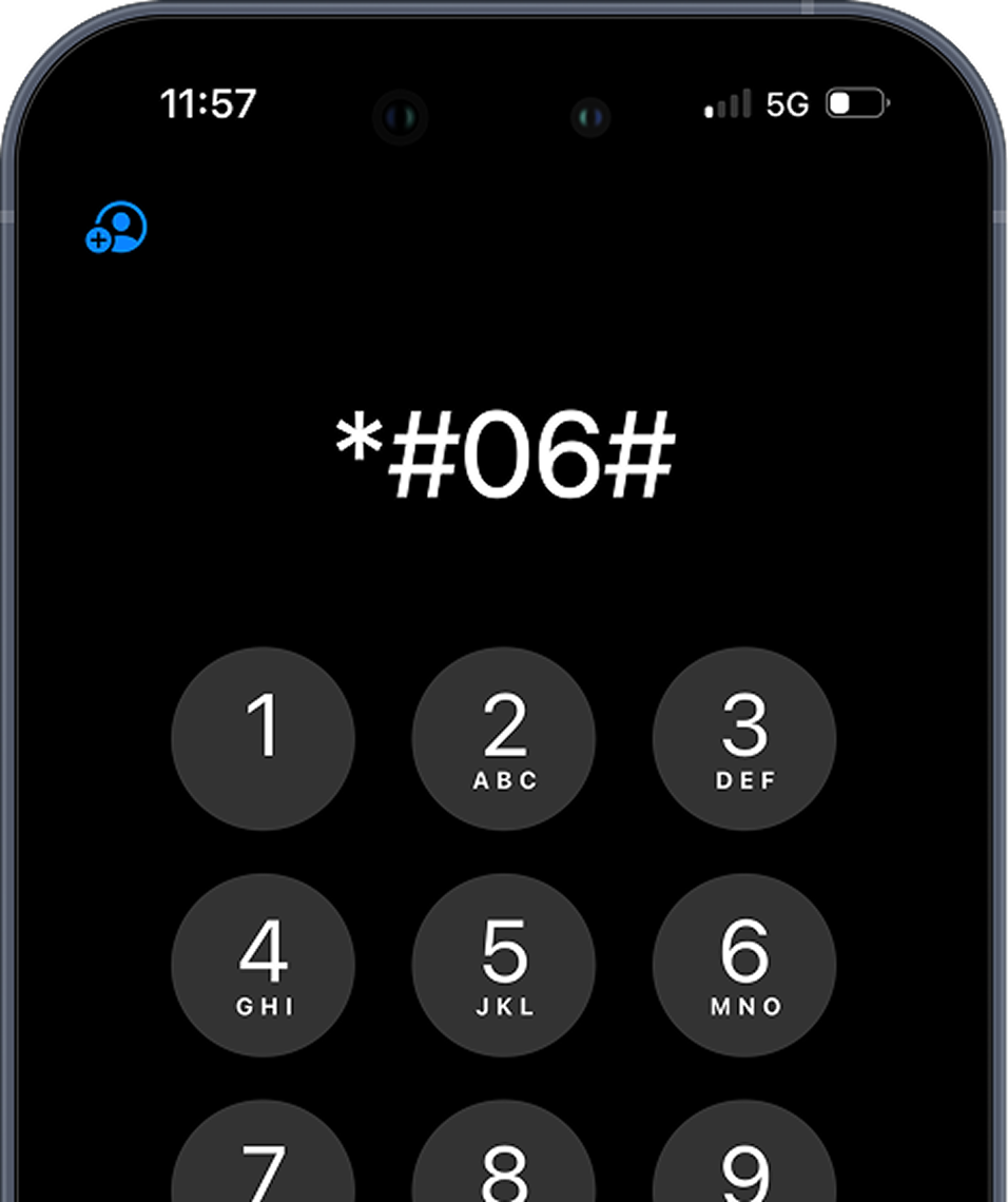 Dial *#06# on your phone dialler